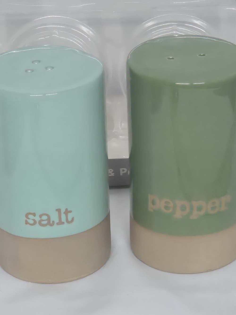 Source Unknown Ceramic Salt & Pepper Set - Mint and Sage